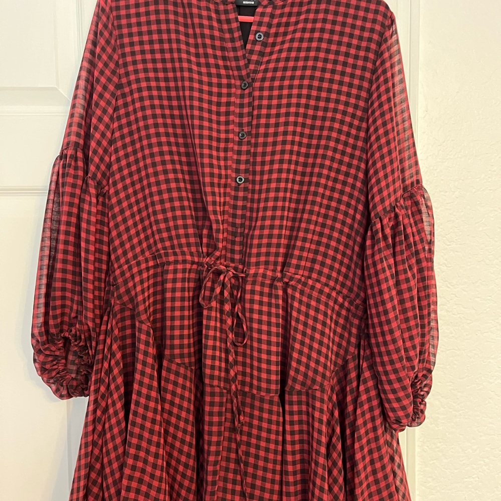 Vici Red and Black Checkered Blouse